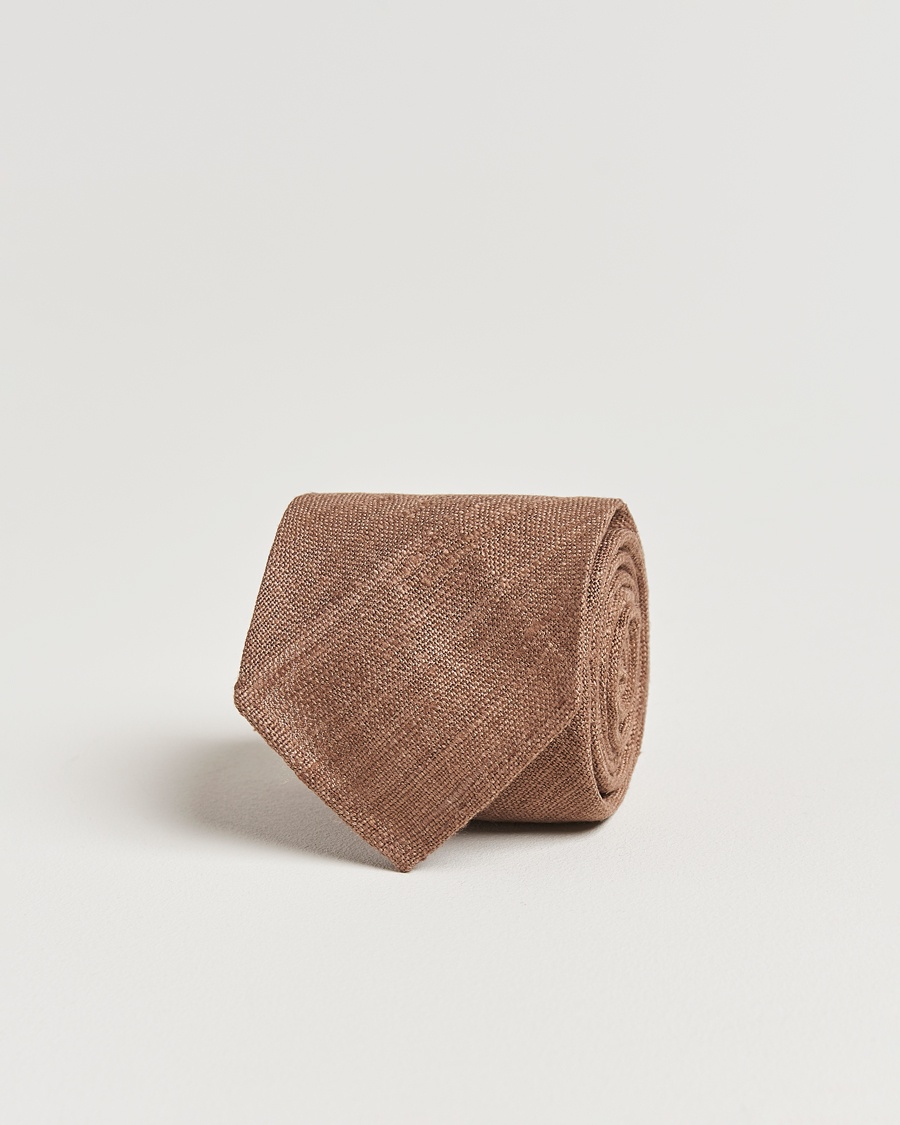 Drake's Drake'sSilk Tussah Handrolled TieCoffee – Marrón