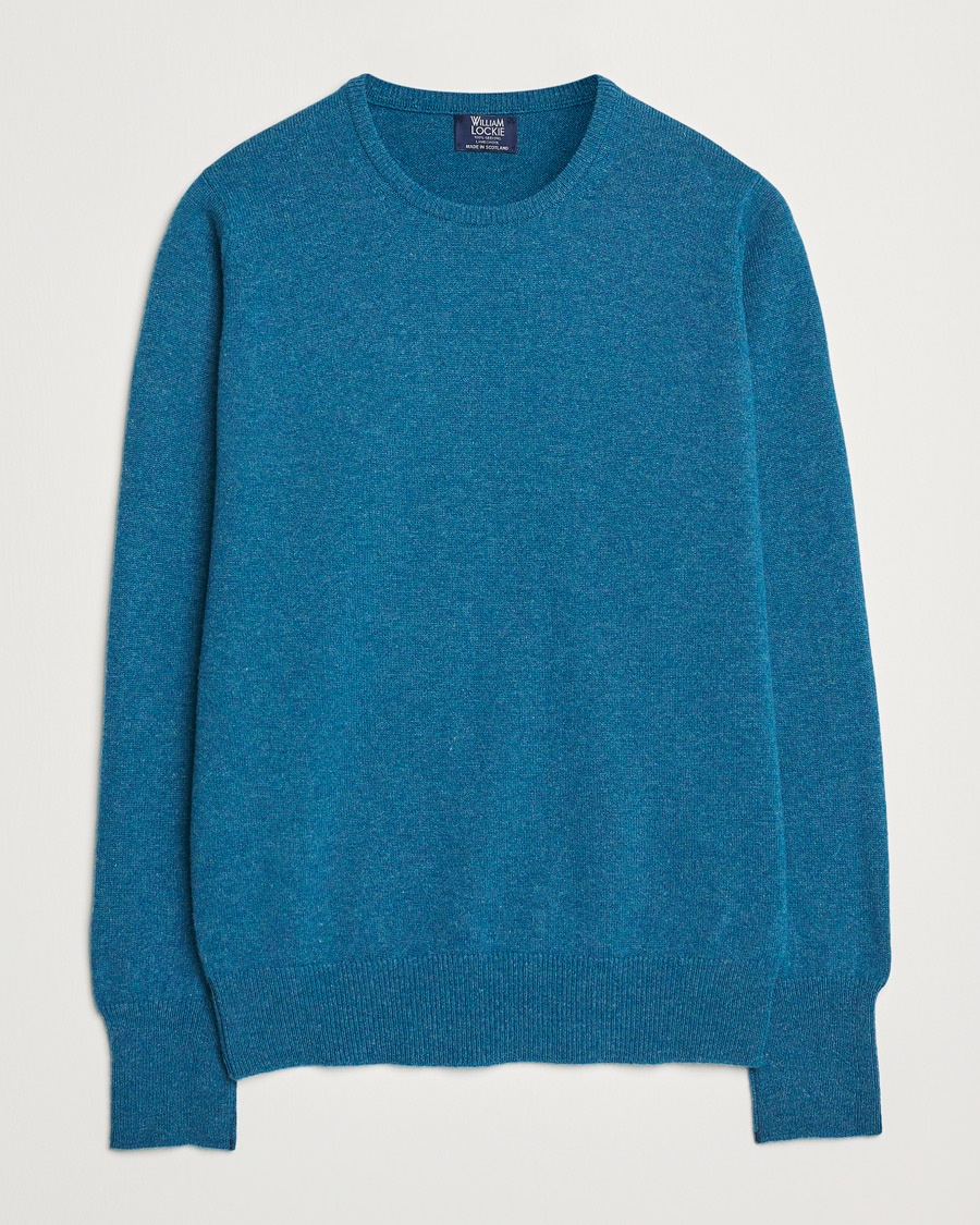 William Lockie Rob Lambswool Crewneck Mallard – Azul
