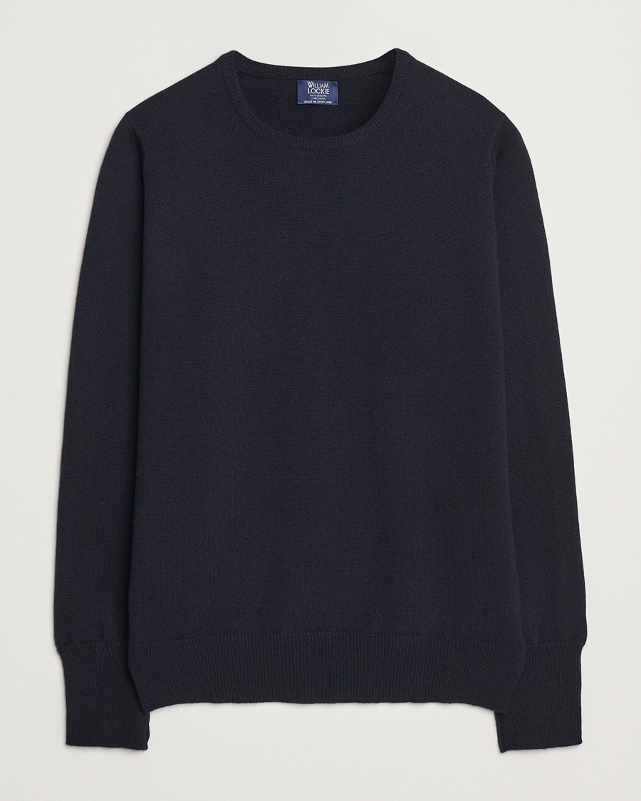 William Lockie Rob Lambswool Crewneck Navy – Azul