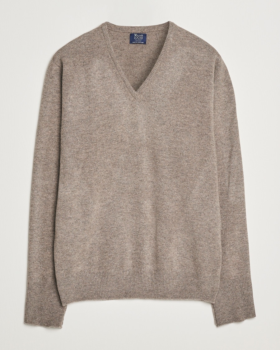 William Lockie Rob Lambswool V-Neck Vole – Marrón