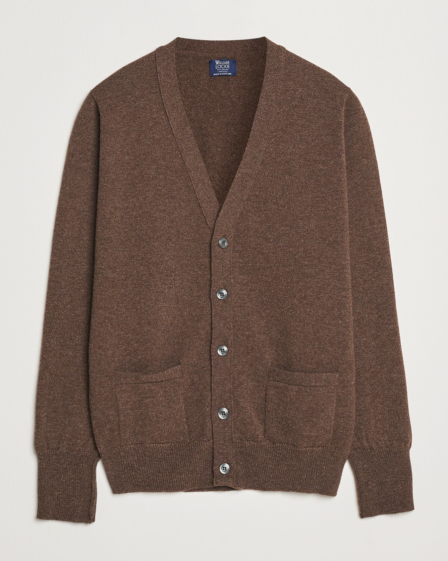 William Lockie Rob Lambswool Cardigan Mocha – Marrón