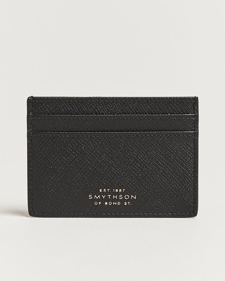 Smythson Panama Flat Cardholder Black – Negro