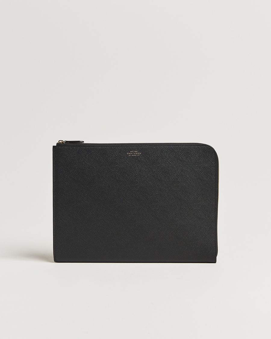 Smythson Panama Small Laptop Case Black – Negro