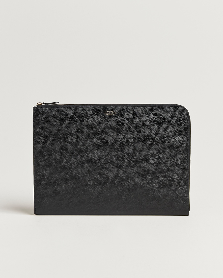 Smythson Panama Large Laptop Case Black – Negro