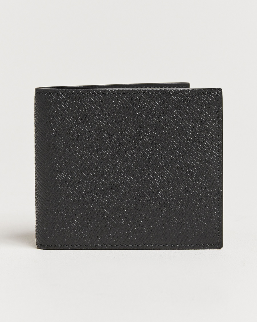 Smythson Panama 6 Card Leather Wallet Black – Negro