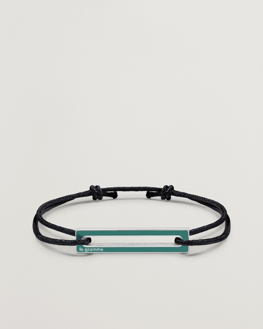 LE GRAMME Lacquered Cord Bracelet Green – Negro