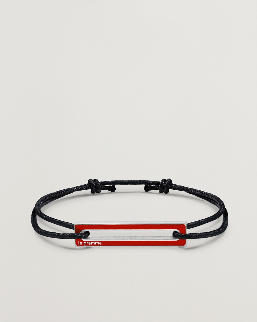 LE GRAMME Lacquered Cord Bracelet Red – Negro