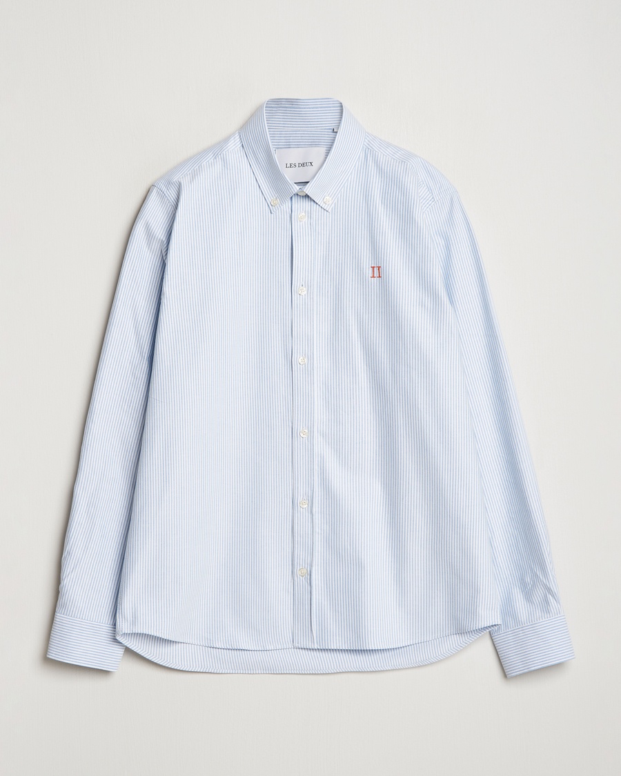 LES DEUX Konrad Contrast Oxford Shirt Light Blue/White – Azul