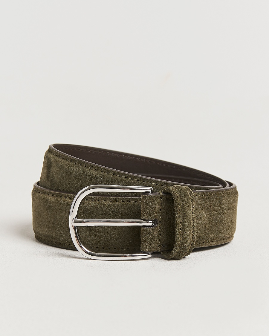 Anderson's Suede 3,5 cm Belt Green – Verde