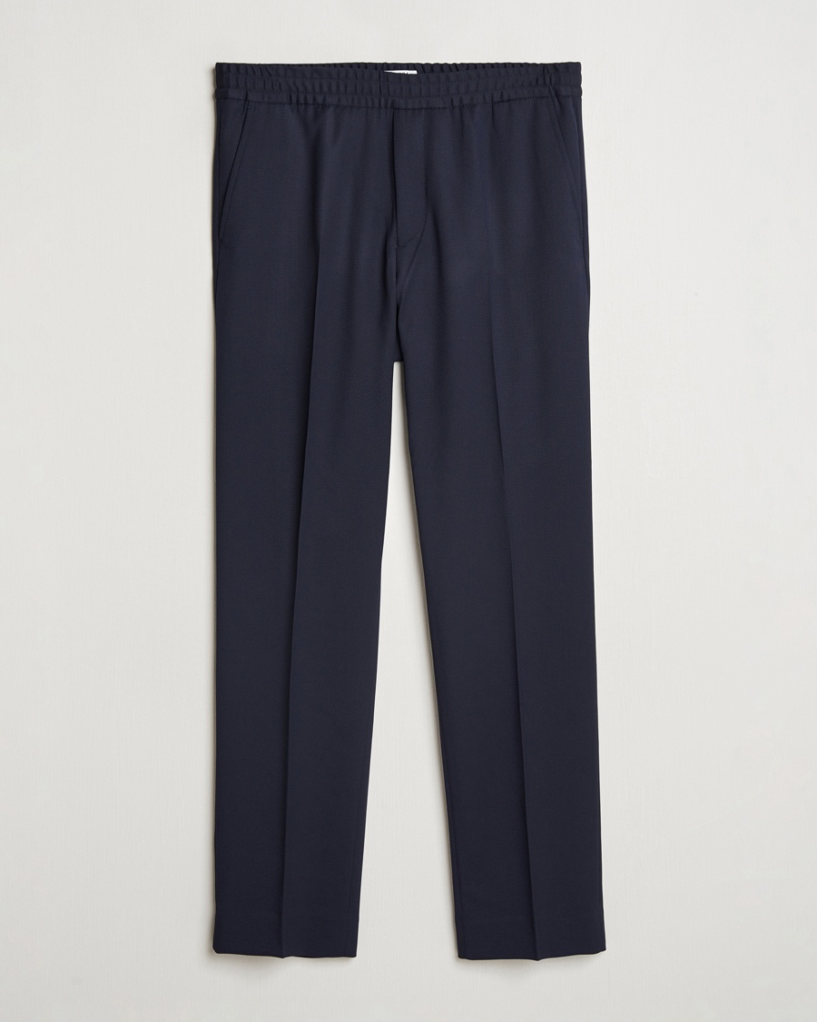 Filippa K Theo Relaxed Wool Trousers Navy – Azul