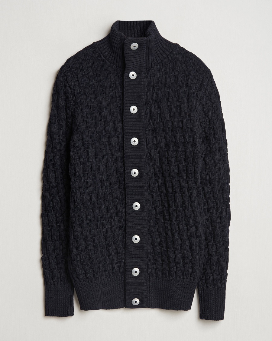 S.N.S. Herning Stark Wool Cable Cardigan Navy – Azul