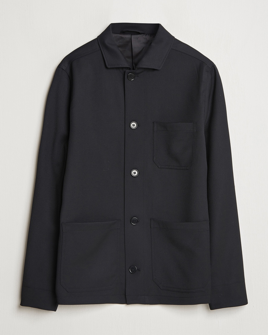Filippa K Louis Wool Gabardine Shirt Jacket Black – Negro