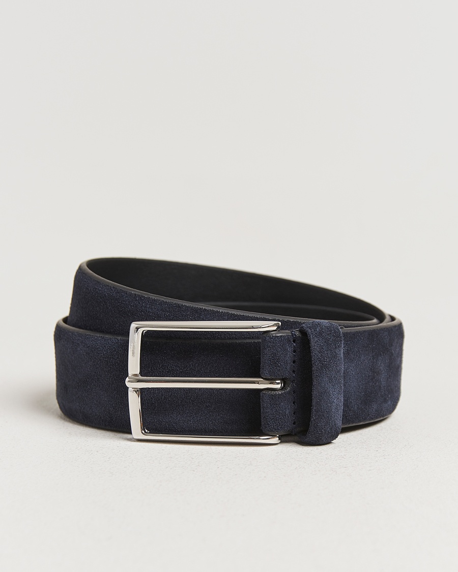 Anderson's Calf Suede 3,5 cm Belt Navy – Azul