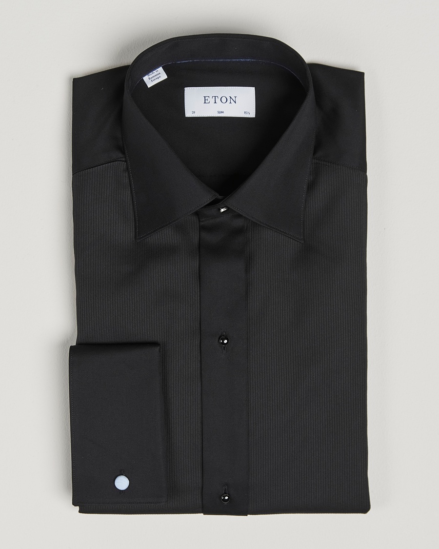Eton Slim Fit Plissé Tuxedo Shirt Black – Negro