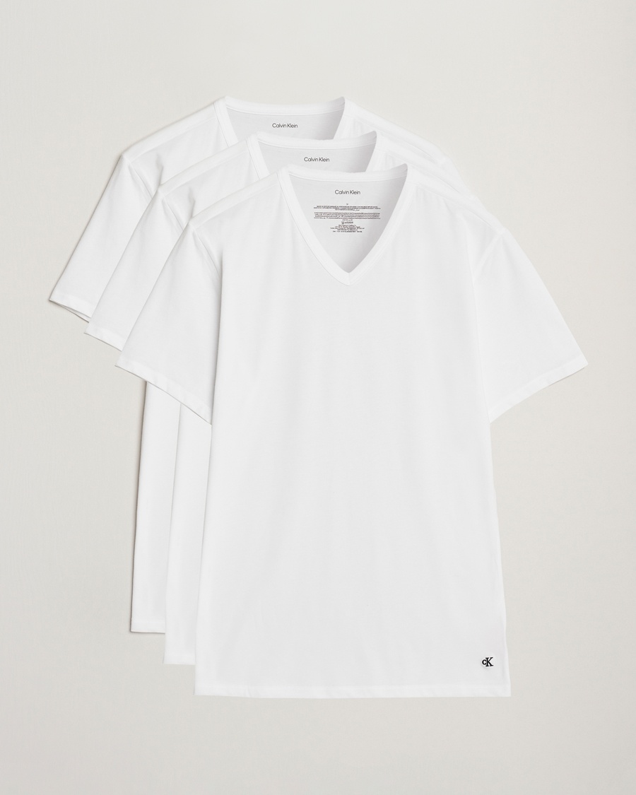Calvin Klein 3-Pack Cotton Stretch V-Neck T-Shirt White – Blanco