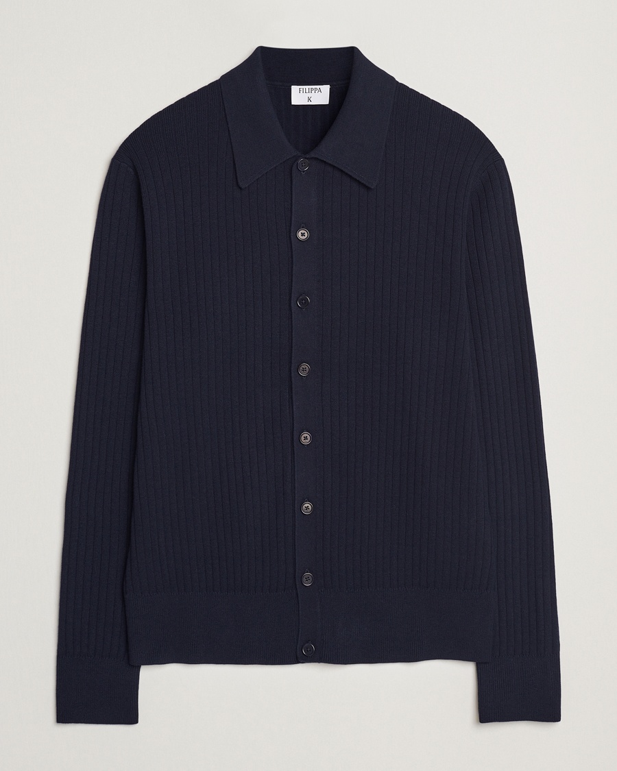 Filippa K Cotton Merino Knitted Cardigan Navy – Azul