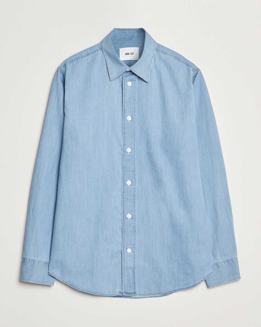 NN07 Colby Denim Shirt Bleached Indigo – Azul