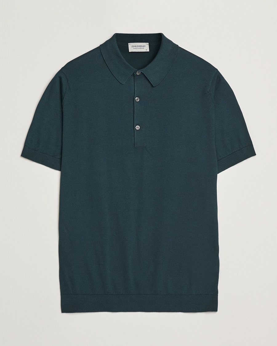 John Smedley Adrian Slim Fit Sea Island Polo Rain Forest – Verde