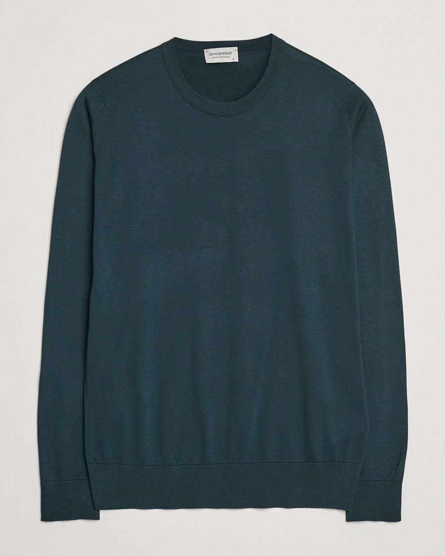 John Smedley Rowland Sea Island Crew Neck Pullover Rain Forest – Verde