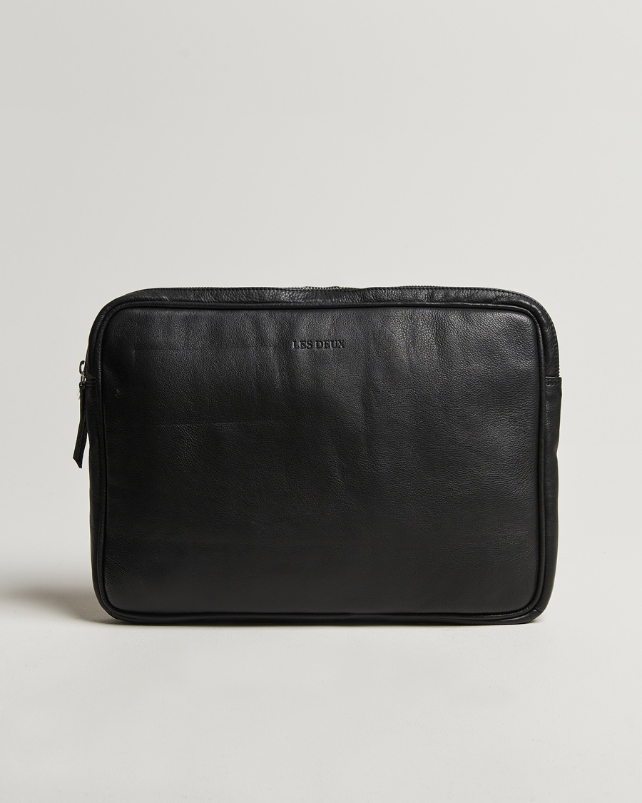 LES DEUX Leather Laptop Sleeve Black – Negro