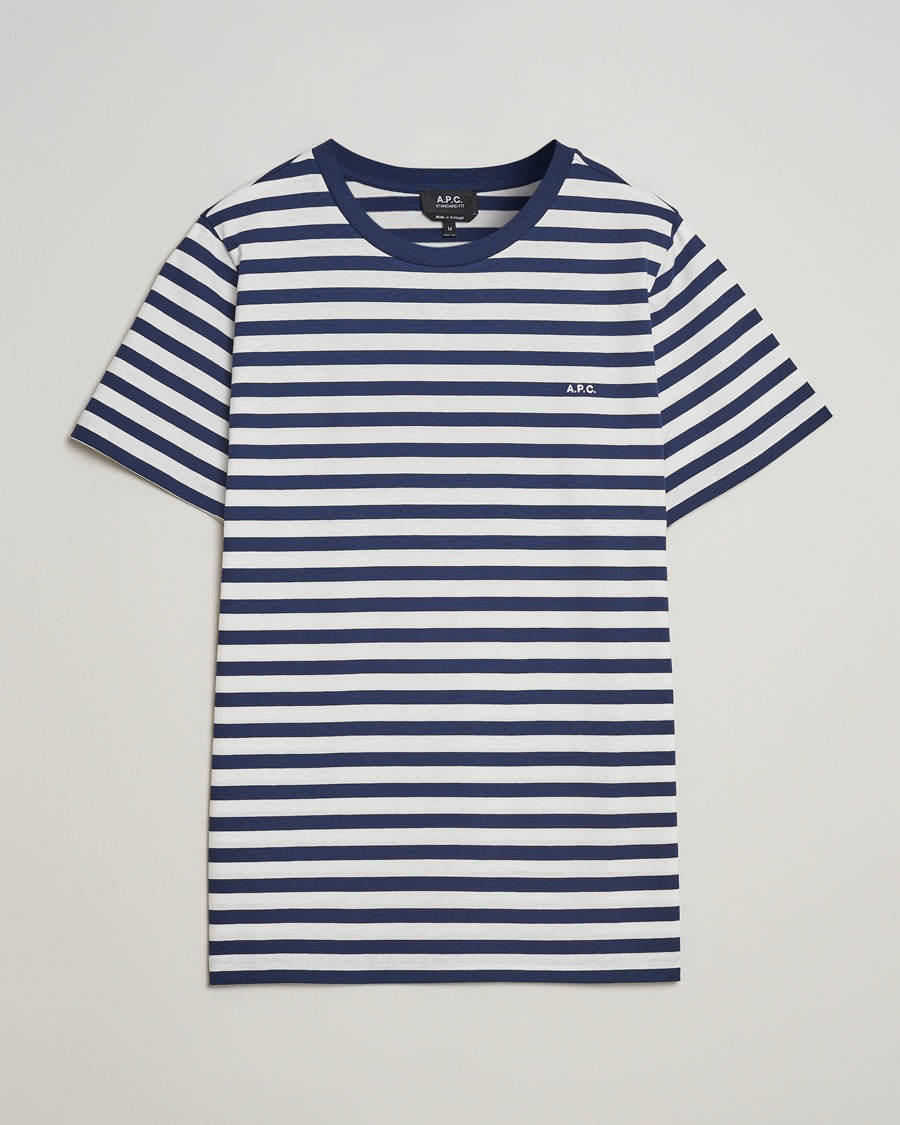 A.P.C. Striped T-Shirt Navy/White – Azul