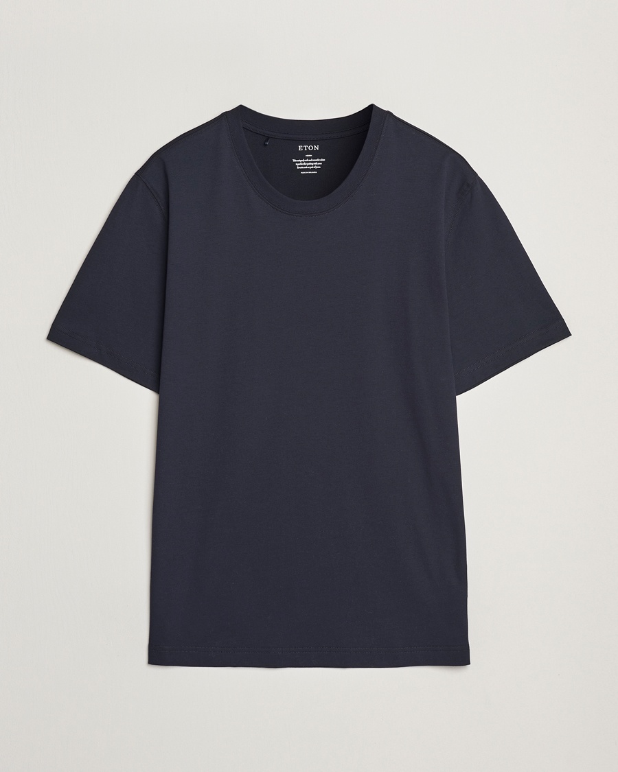 Eton Mercerized Jersey Crew Neck T-Shirt Navy Blue – Azul