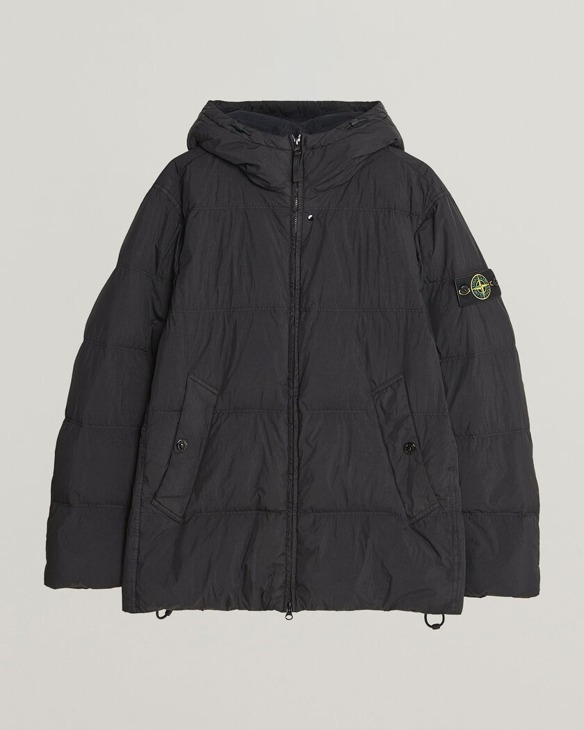 Stone Island Crinkle Reps Padded Hood Down Jacket Black – Negro