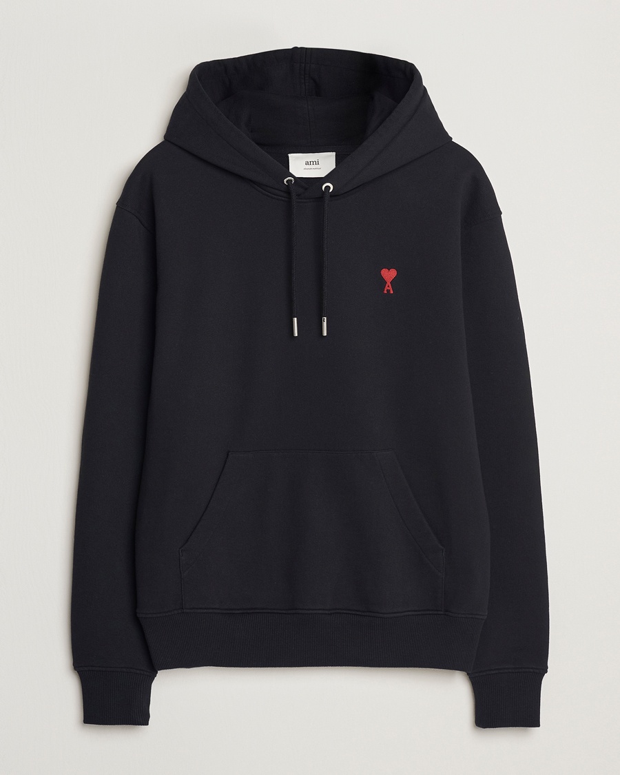 AMI Heart Logo Hoodie Black – Negro