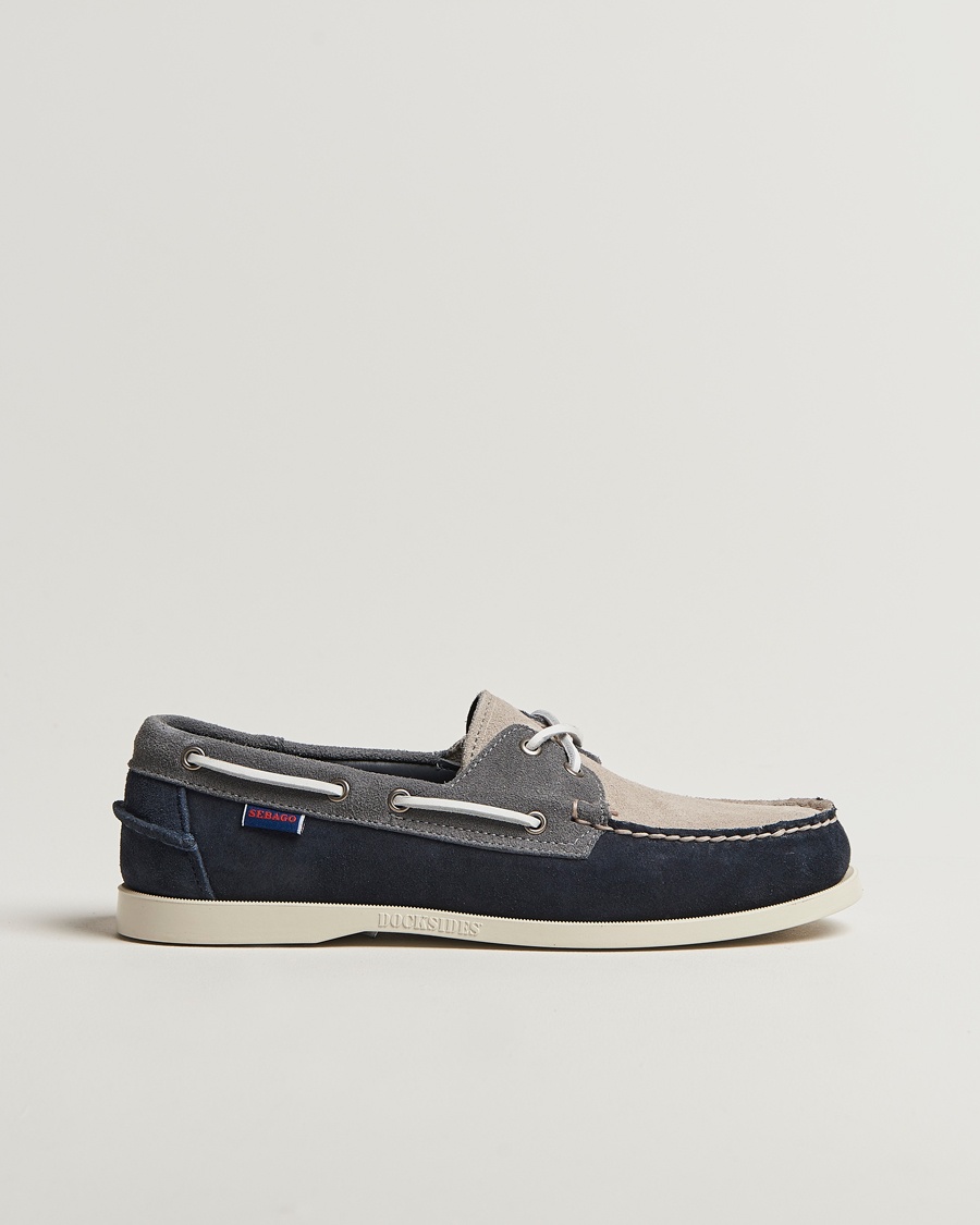 Sebago Docksides Portland Jib Boat Shoe Navy/Grey – Azul