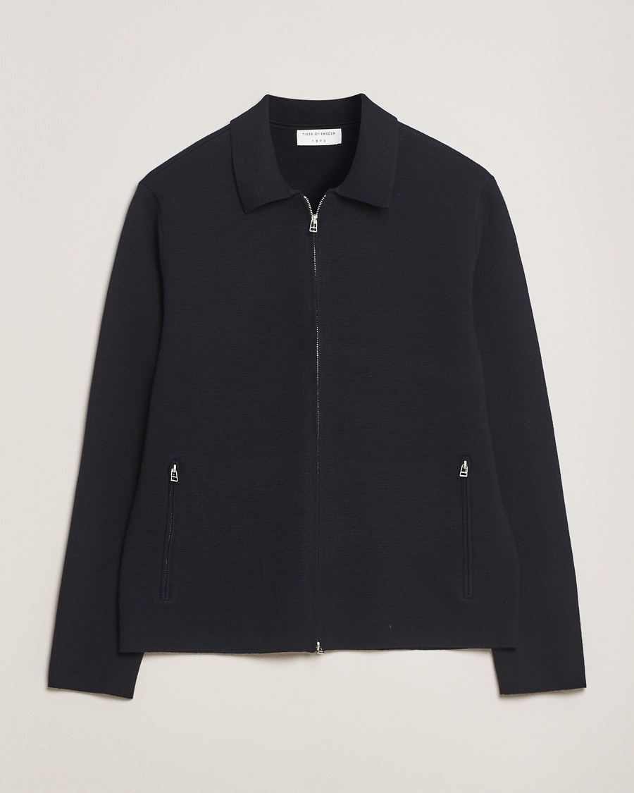 Tiger of Sweden Celyn Cotton/Wool Full Zip Light Ink – Azul