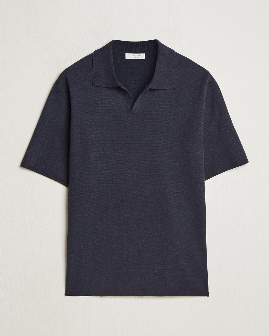 Tiger of Sweden Maelon Cotton/Linen Polo Light Ink – Azul