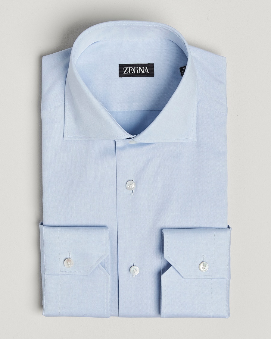 Zegna Slim Fit Cotton Dress Shirt Light Blue – Azul