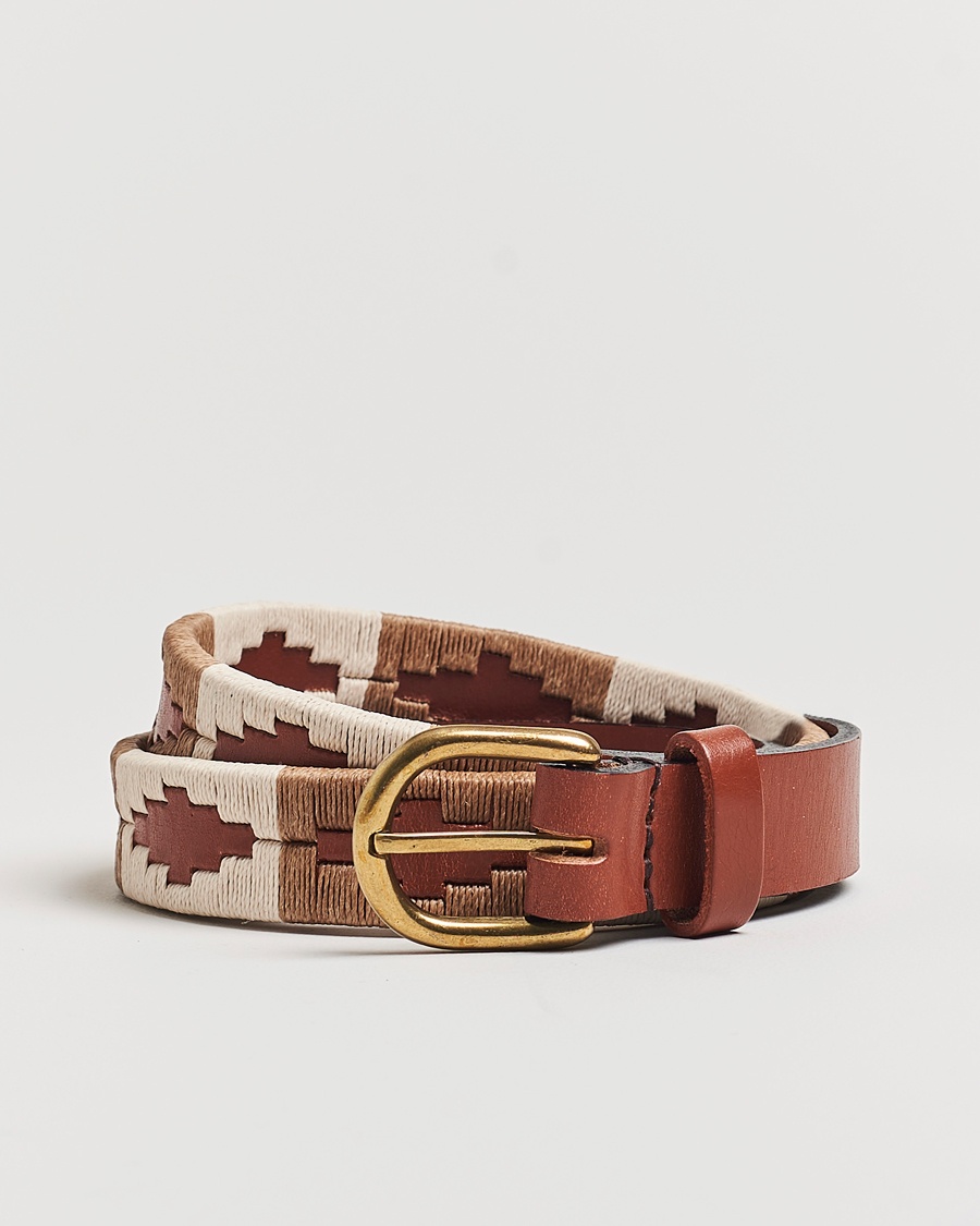 Pampeano Skinny Hand Stitched Leather Belt 2,5cm Brown – Marrón