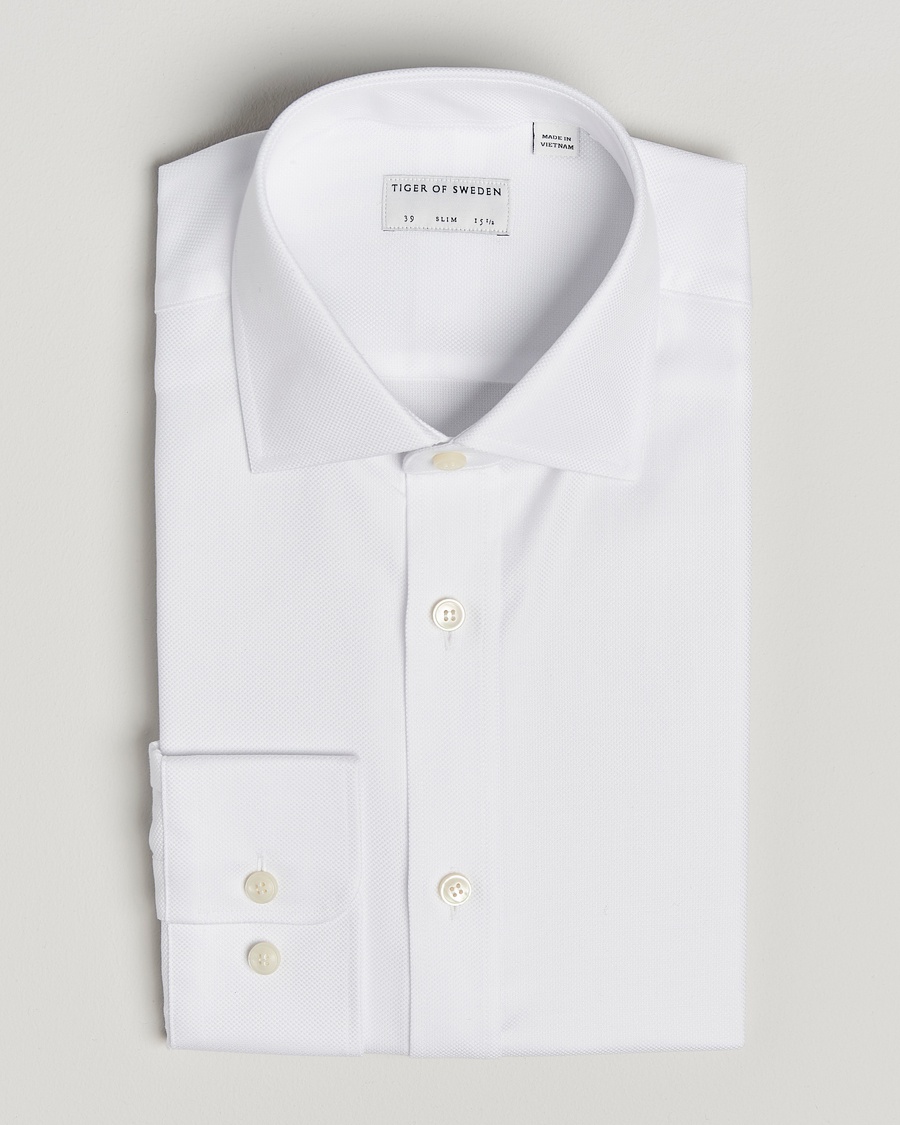 Tiger of Sweden Adley Structured Slim Fit Cut Away Shirt White – Blanco