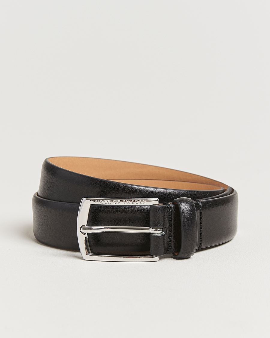 Tiger of Sweden Asenby Leather 3 cm Belt Black – Negro