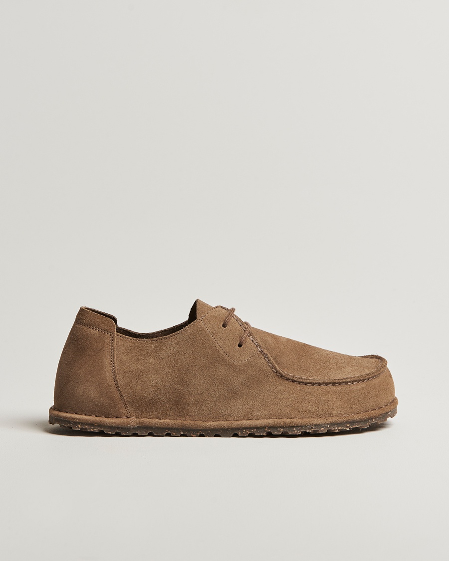 BIRKENSTOCK Utti Lace Suede Loafer Gray Taupe – Marrón