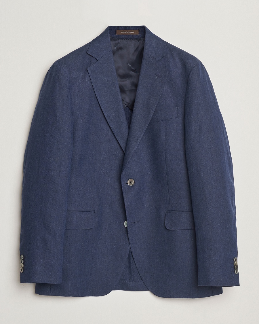 Oscar Jacobson Ferry Soft Linen Blazer Navy – Azul
