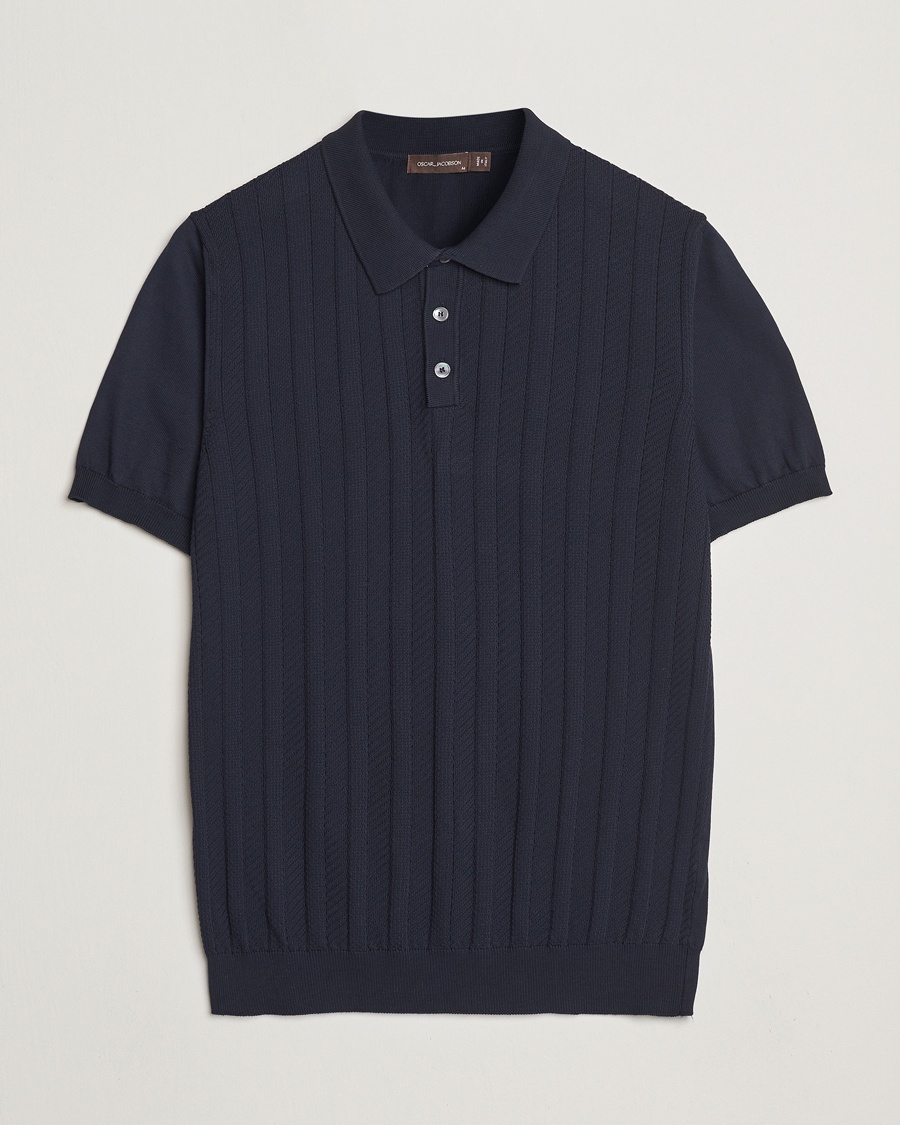Oscar Jacobson Barto Structured Cotton Polo Navy – Azul