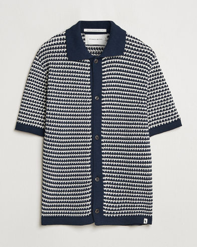 Peregrine Island Crochet Knitted Shirt Navy – Azul