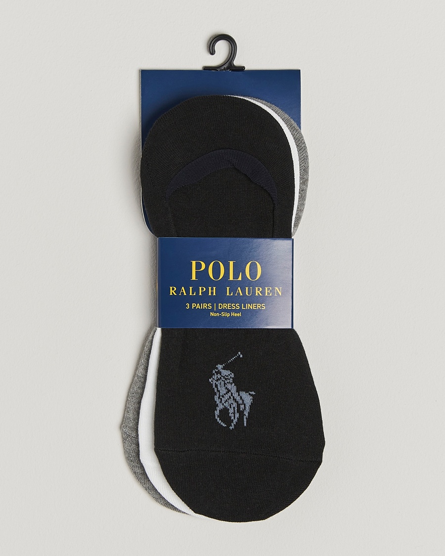 Polo Ralph Lauren 3-Pack No Show Big Pony Pony Socks Black/White/Grey – Blanco