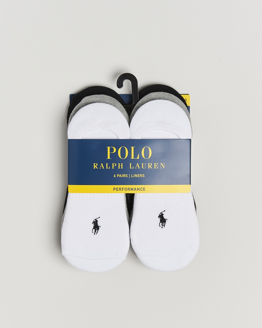 Polo Ralph Lauren 6-Pack No Show Big Pony Pony Socks Black/White/Grey – Blanco