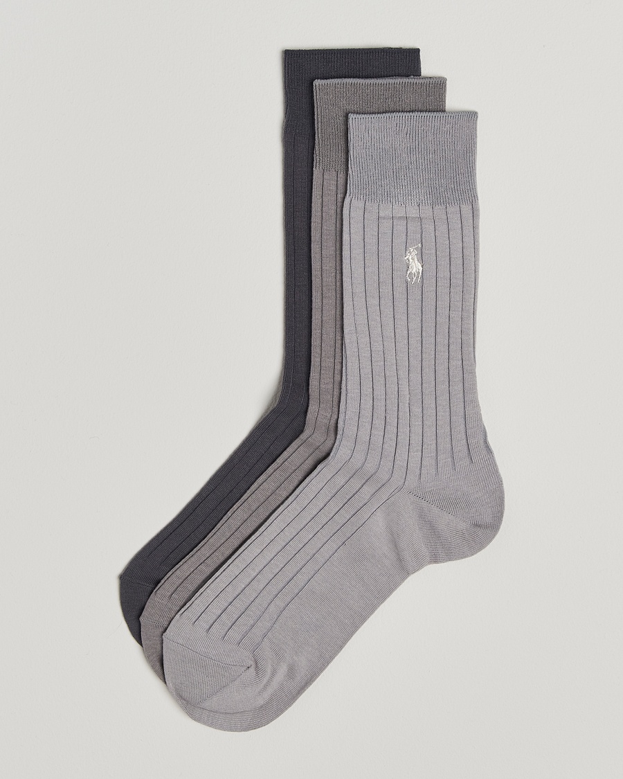 Polo Ralph Lauren 3-Pack Egyptian Rib Crew Sock Grey Combo – Gris