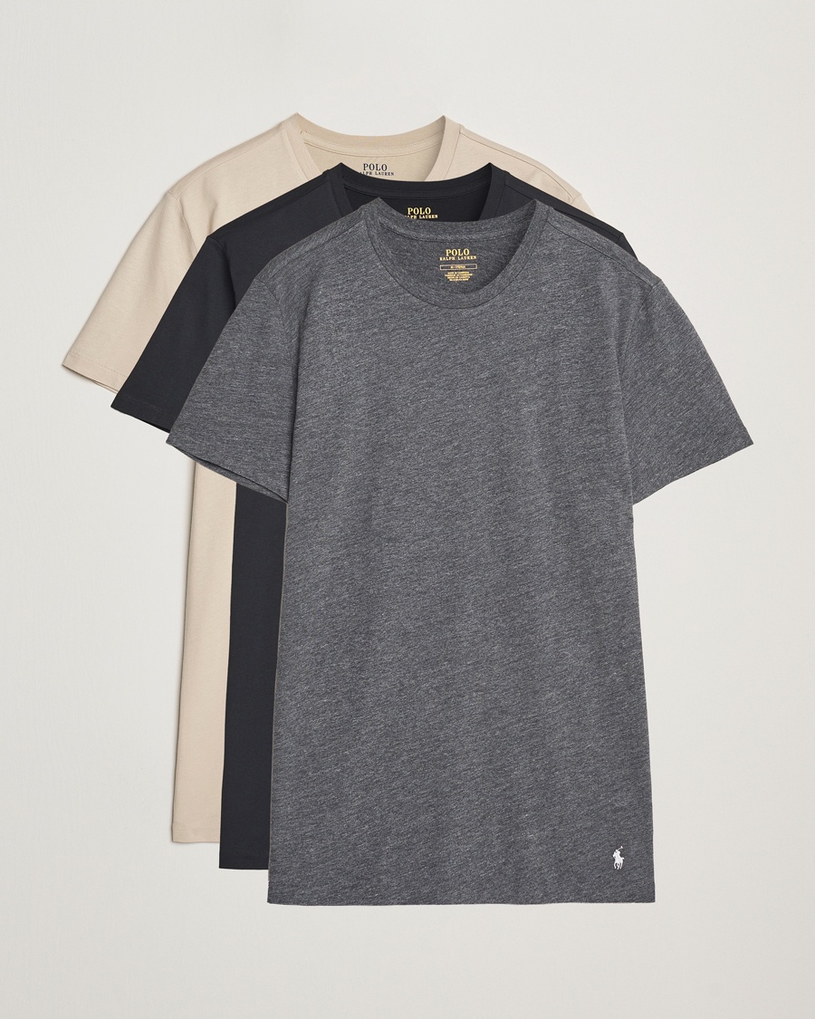 Polo Ralph Lauren 3-Pack Crew Neck T-Shirt Grey/Beige/Black – Gris