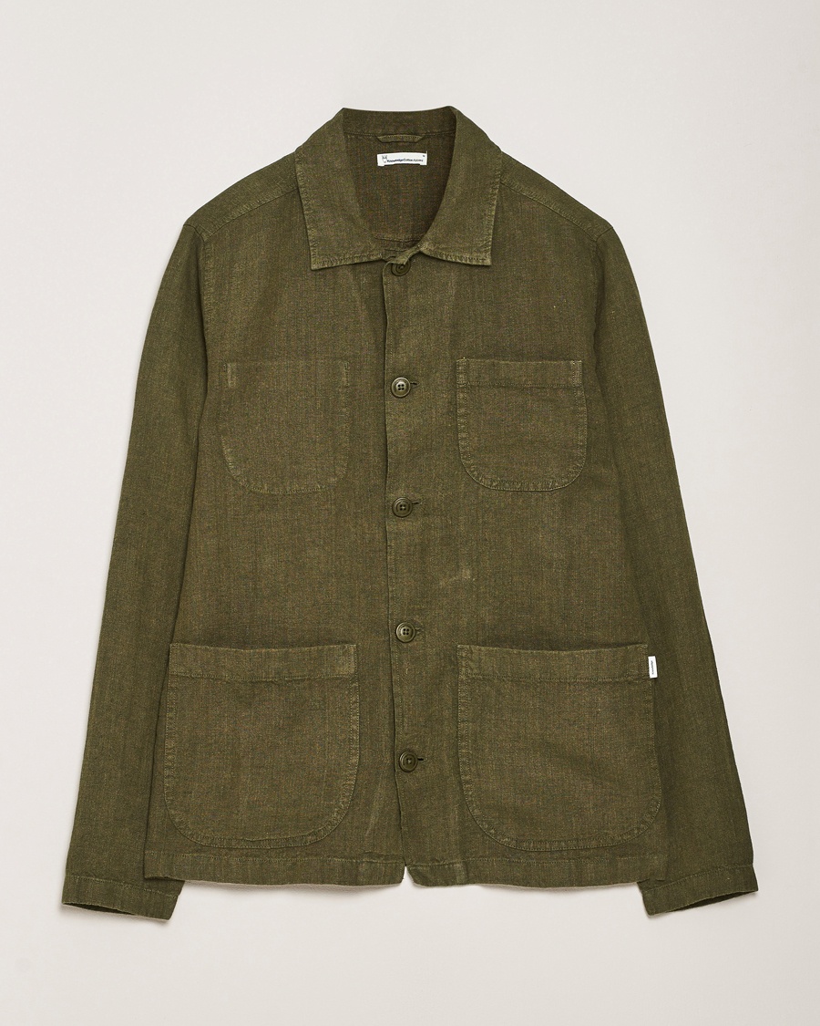 KnowledgeCotton Apparel Linen Overshirt Burnt Olive – Verde
