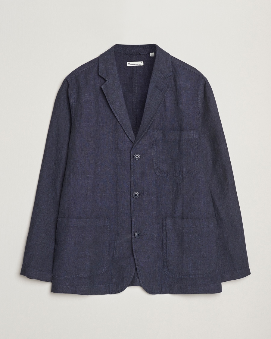 KnowledgeCotton Apparel Linen Blazer Total Eclipse – Azul