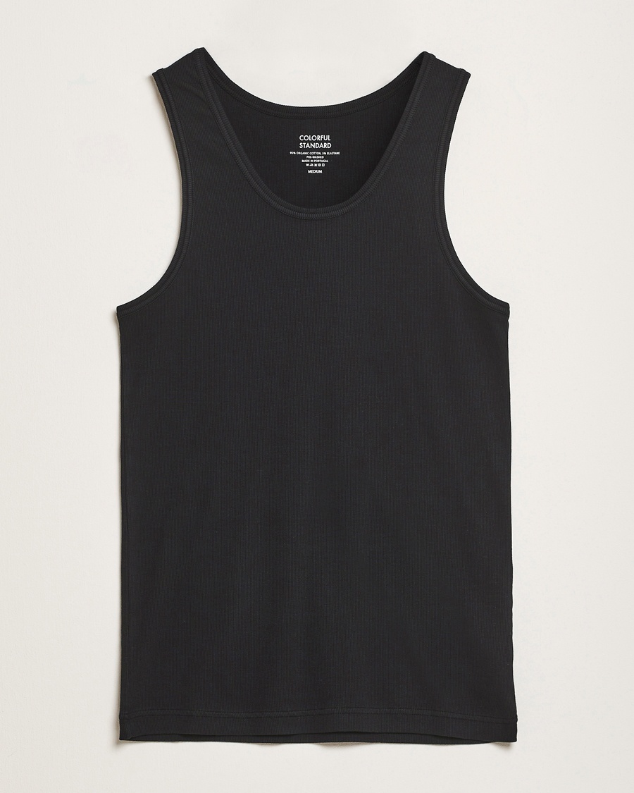 Colorful Standard Organic Rib Tank Top Deep Black – Negro
