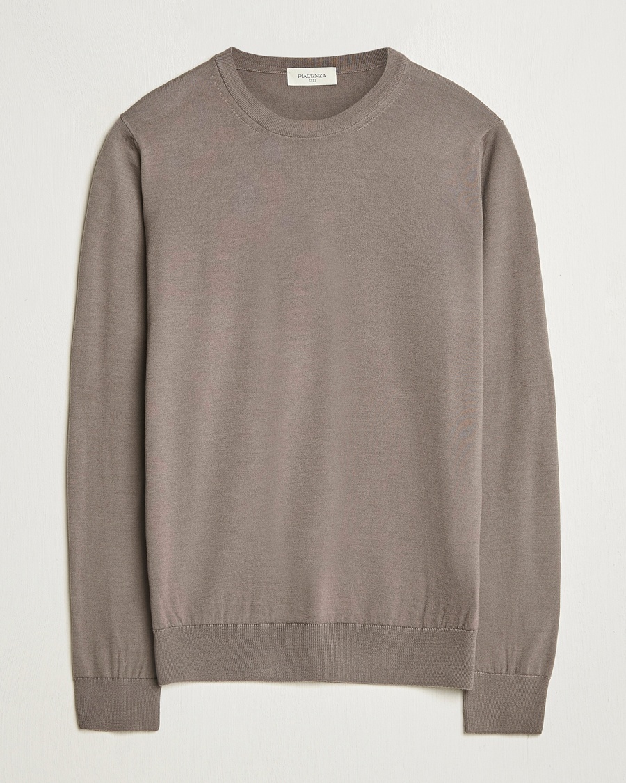 Piacenza Cashmere Merino Wool Crew Neck Sweater Taupe – Marrón