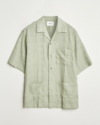 NN07 Ben Lyocell Fil-Coupé Embroidery Anglaise Shirt Sage Green – Verde