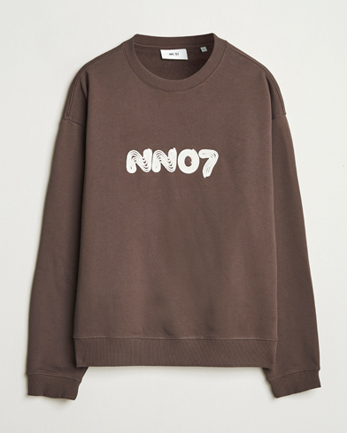 NN07 David Rope Logo Crew Neck Sweatshirt Coffee – Marrón
