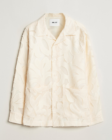 NN07 Hank Fil-Coupé Jacquard Overshirt Off White – Blanco